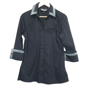 CHRISTINE Alexander rhinestone jewel button front western shirt Small oversized